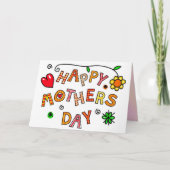 Hart Bloemen Gelukkig Moederdag Plezier Whimsical Kaart (Voorkant)