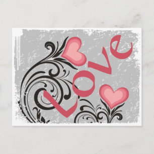  Hart Bloemen LOVE Grunge Briefkaart