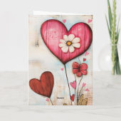 Hart & Bloemen Romantische Bloei Feestdagen Kaart (Achterkant)