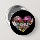 Hart_Bloemen Ronde Button 7,6 Cm (Voorkant /achterkant)