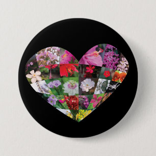Hart_Bloemen Ronde Button 7,6 Cm