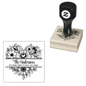 Hart bloemen Split Monogram Thema Rubberstempel (Gestempeld)