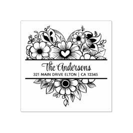 Hart bloemen Split Monogram Thema Rubberstempel