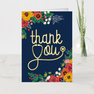 Hart Bloemen Stethoscoop Verpleegkundige Doctor Da Folie Wenskaart