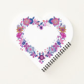Hart bloemenkrans roze blauw naam notitieboek (Achterkant)