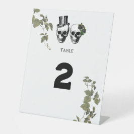 Hart Bloemenschedels Bruiloft Tafelnummer Reclamebord Met Voetstuk