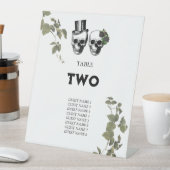 Hart Bloemenschedels Bruiloft Tafelnummer Reclamebord Met Voetstuk (Insitu)