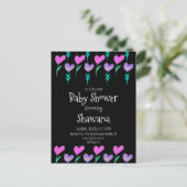 Hart Bloemige Valentijnsdag Baby Shower Uitnodigin Briefkaart (Staand voorkant)