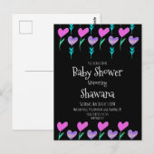Hart Bloemige Valentijnsdag Baby Shower Uitnodigin Briefkaart (Voorkant / Achterkant)