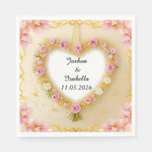 🌸 Hart Bloemnaamontwerp voor huwelijksreceptie  Servet