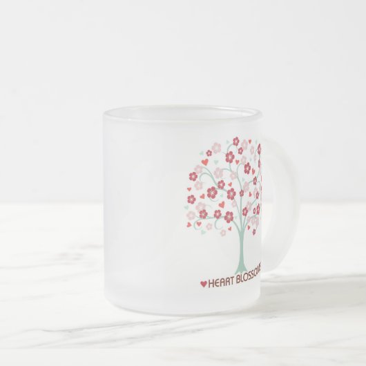 Hart Bloesems Ontwerp Frosted Glass Mok (Voorkant rechts)