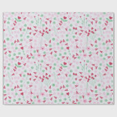 Hart Bloom Weide op Wit – Roze & Rode Valentijn Cadeaupapier (Vlak)