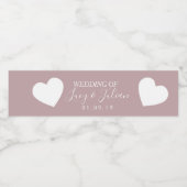 Hart Blush Roze Witte Trouwfeest Waterfles Label Etiket (Enkel label)