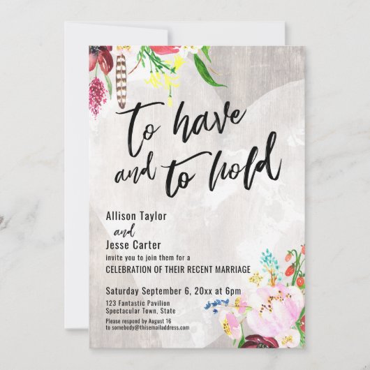 Hart Boho Bloem Rustiek Hout Om Te Hebben en Te Ho Kaart (Voorkant)