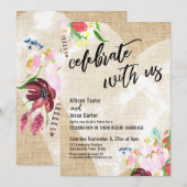 Hart Boho Bloem Sisaal Feest met Ons Feestje Kaart (Voorkant / Achterkant)