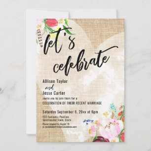 Hart Boho Bloemen Jute Laten we de Ontvangst Viere Kaart