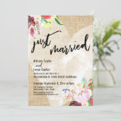 Hart Boho Bloemen Jute Net Pas Getrouwd Ontvangst Kaart (Staand voorkant)