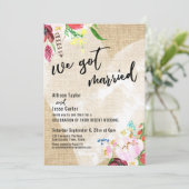 Hart Boho Bloemen Jute We Zijn Getrouwd Ontvangst Kaart (Staand voorkant)