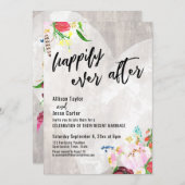 Hart Boho Floral Rustic Wood gelukkig altijd na Kaart (Voorkant / Achterkant)