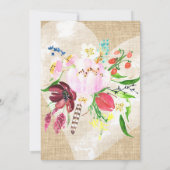 Hart Boho Flowers Burlap komt na verloop van tijd  Kaart (Achterkant)