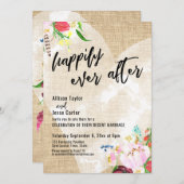 Hart Boho Flowers Burlap komt na verloop van tijd  Kaart (Voorkant / Achterkant)