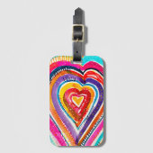 Hart boho waterverf kunst bagagelabel (Voorkant (verticaal))