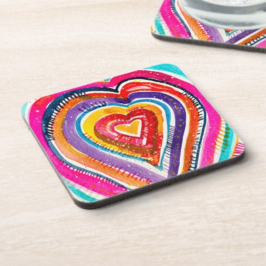 Hart boho waterverf kunst bier onderzetter (Linkerzijde)