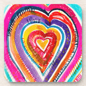 Hart boho waterverf kunst bier onderzetter (Voorkant)