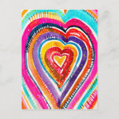 Hart boho waterverf kunst briefkaart (Voorkant)