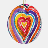 Hart boho waterverf kunst keramisch ornament (Links)