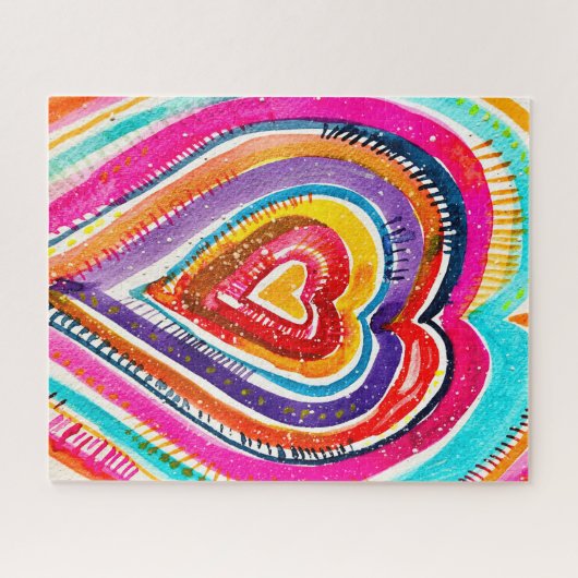 Hart boho waterverf kunst legpuzzel (Horizontaal)