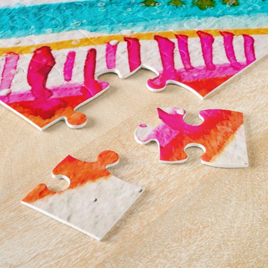 Hart boho waterverf kunst legpuzzel (Zijkant)