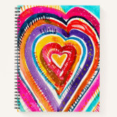 Hart boho waterverf kunst notitieboek (Voorkant)