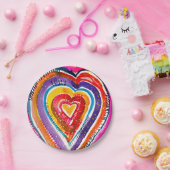 Hart boho waterverf kunst papieren bordje (Feest)