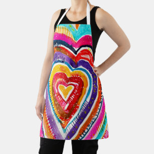 Hart boho waterverf kunst schort