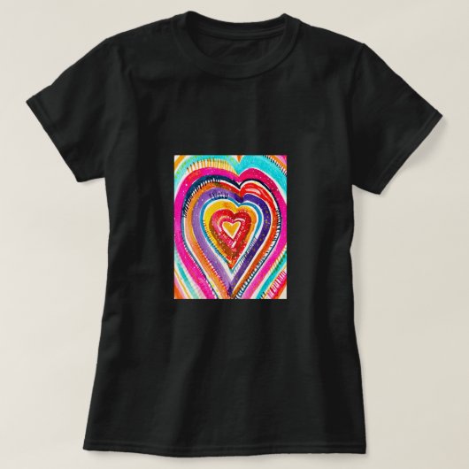 Hart boho waterverf kunst t-shirt (Design voorkant)