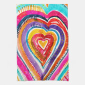 Hart boho waterverf kunst theedoek (Verticaal)