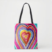 Hart boho waterverf kunst tote bag (Voorkant)