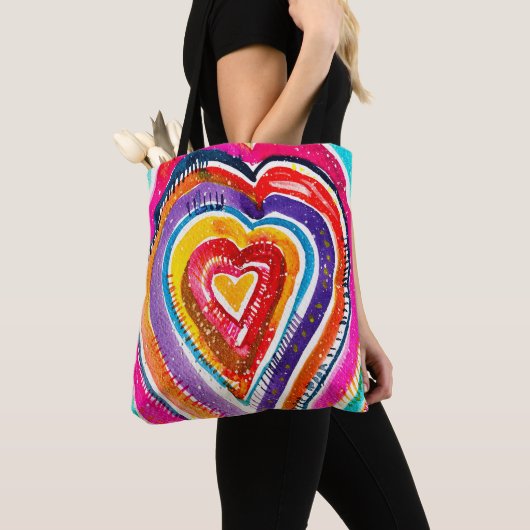 Hart boho waterverf kunst tote bag (Dichtbij)