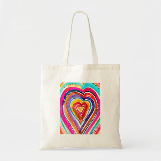 Hart boho waterverf kunst tote bag (Voorkant)