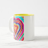 Hart boho waterverf kunst tweekleurige koffiemok (Voorkant links)