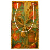 Hart boog rood en groen glitter look cadeau design klein cadeauzakje (Voorkant)