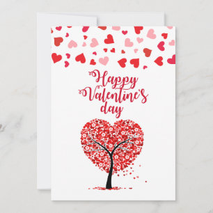 Hart Boom Bloeiende Liefde Gelukkige Valentijnsdag Feestdagenkaart