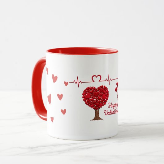 Hart Boom & Hartslag Valentijnsdag Mok (Voorkant links)