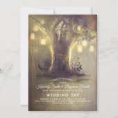 Hart Boom Mason Jar Lights Rustiek Land Bruiloft Kaart (Voorkant)