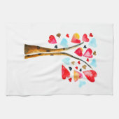 Hart boom valentijnen waterverf kunst theedoek (Horizontaal)