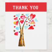 Hart boom valentijnen waterverf kunst wijn etiket (Enkel label)