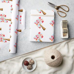 Hart boom valentijnsdag watercolor kunst cadeaupapier