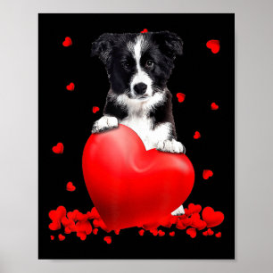Hart Border Collie Hondenliefhebber Kerst Valentij Poster