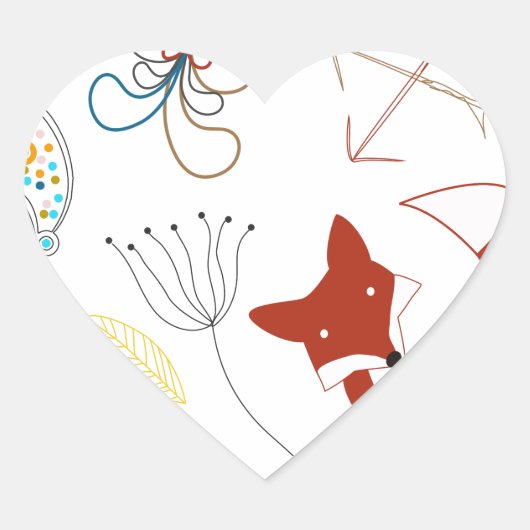 Hart Bos Fox Woodland Abstract Patroon Sticker (Voorkant)